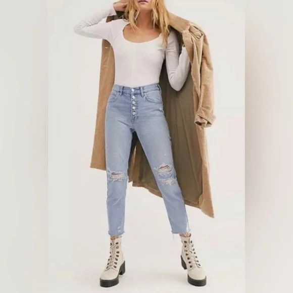 Free People Blossom Rigid High Rise Skinny Ankle Jeans Sz 28 - Picture 2 of 7